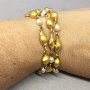 Karl Lagerfield matte gold tone and pearl bracelet